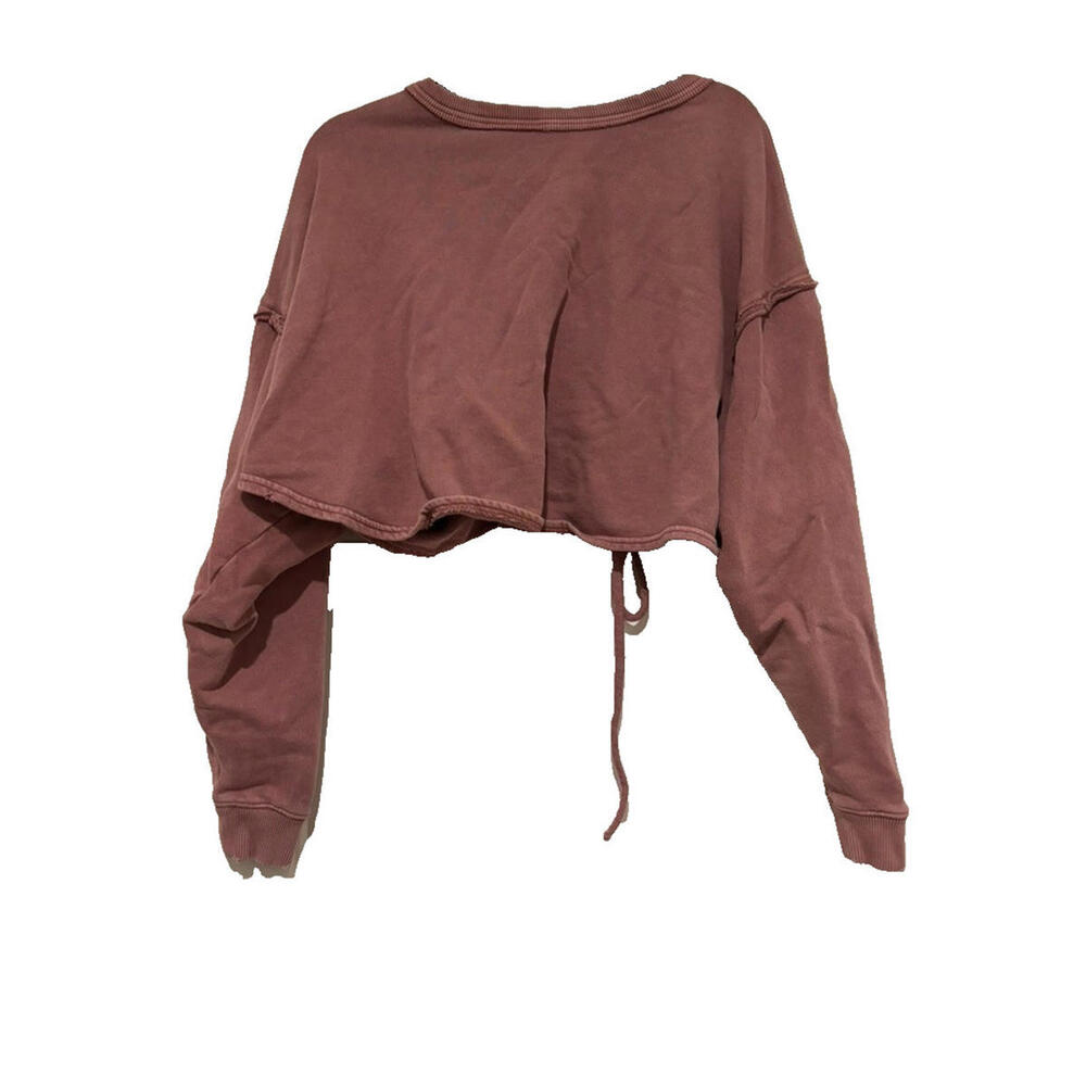 Free People mauve crop oversized XS sweatshirt rouching long sleeve #3194